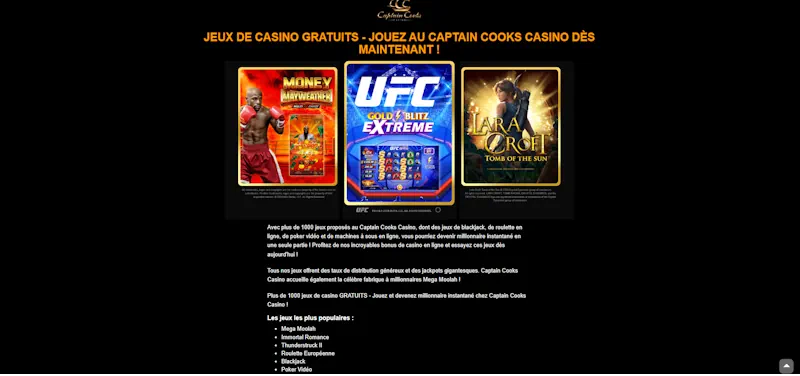 Jeux de casino Captain Cooks screenshot