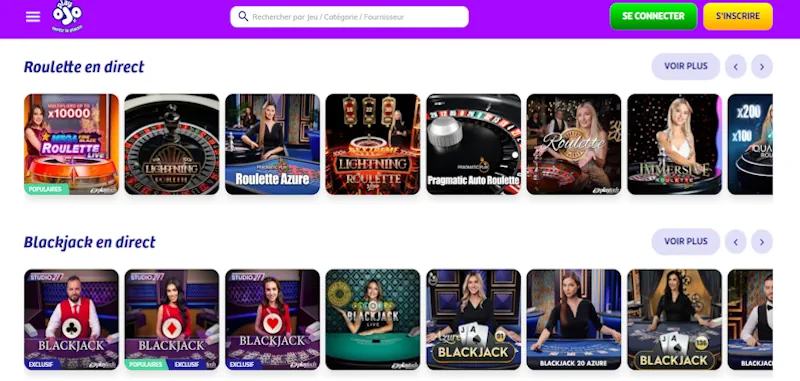 Casino en direct screenshot