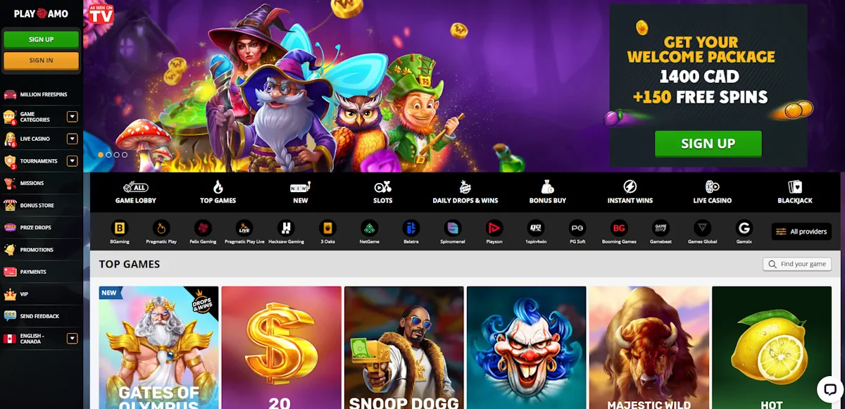PlayAmo Casino Screenshot