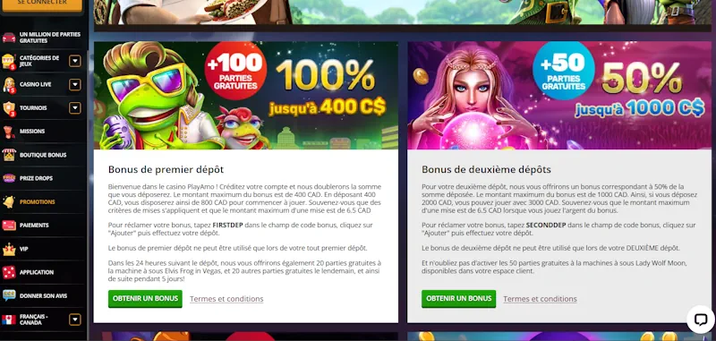 promotions Playamo Casino screenshot