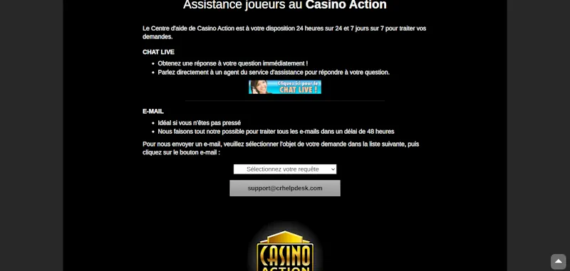 support Casino Action screenshot