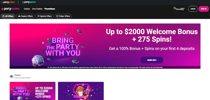 partycasino bonus screenshot