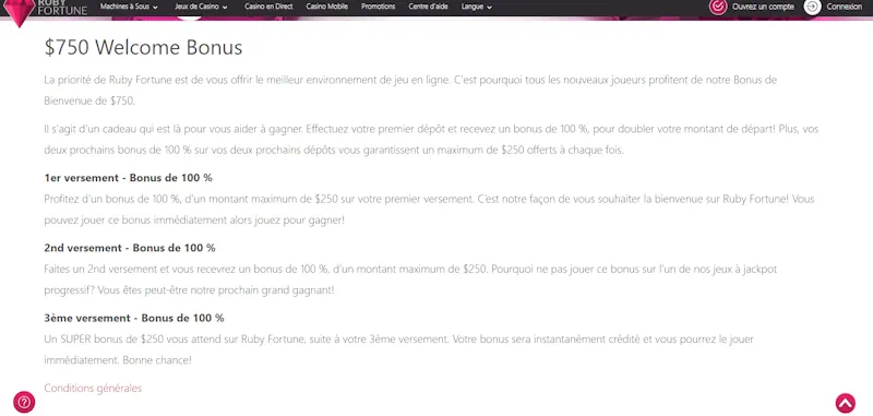 Bonus De Bienvenue screenshot