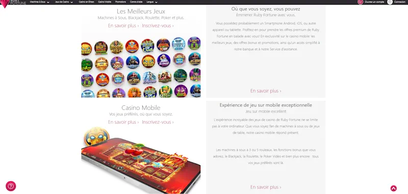   Produits Ruby Fortune Casino Screenshot 