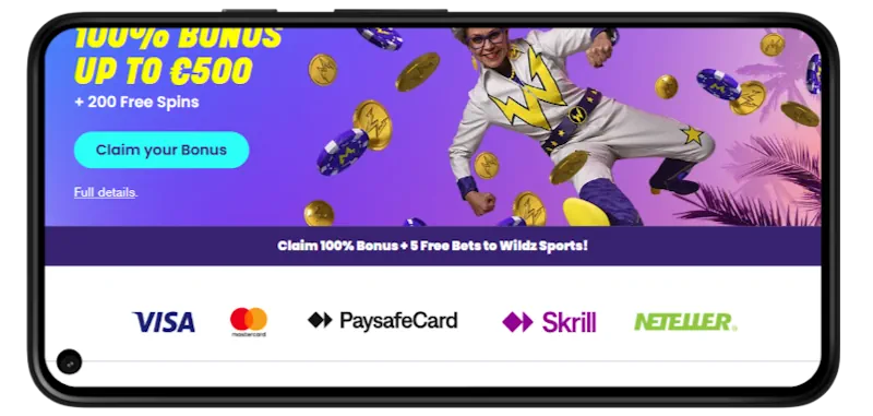 Wildz casino mobile screenshot