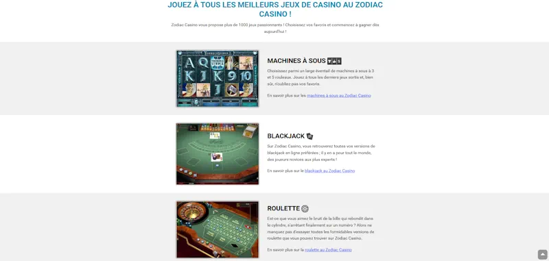 Zodiac Casino screenshot