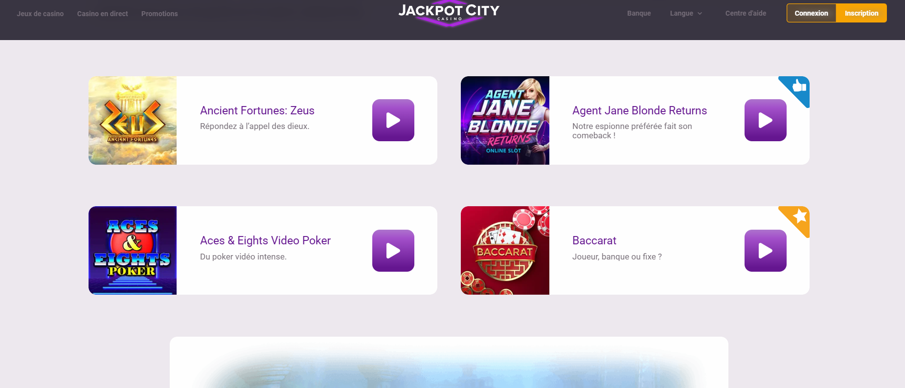 Jackpot City Page d'accueil