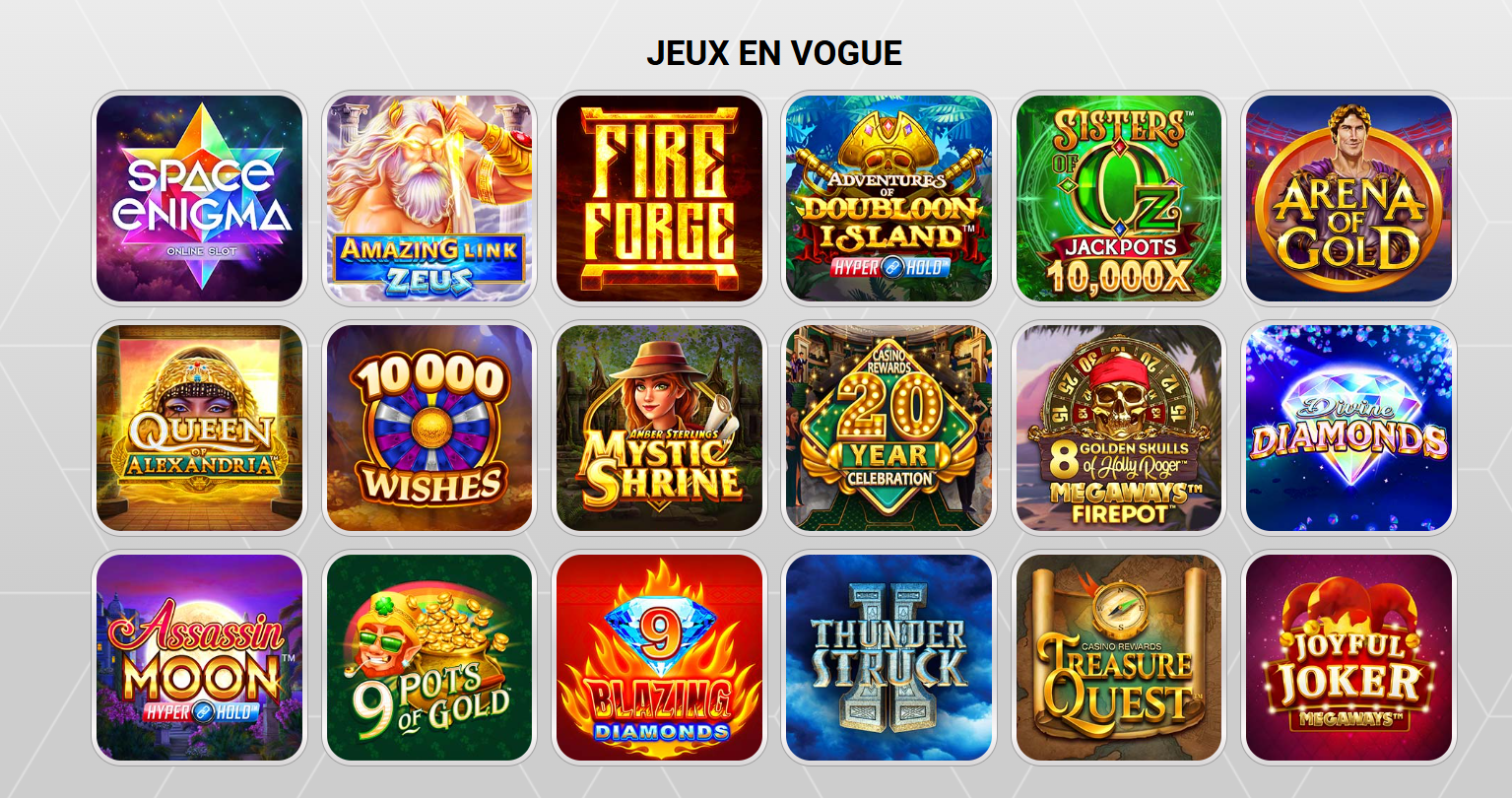 Zodiac Casino Page d'accueil
